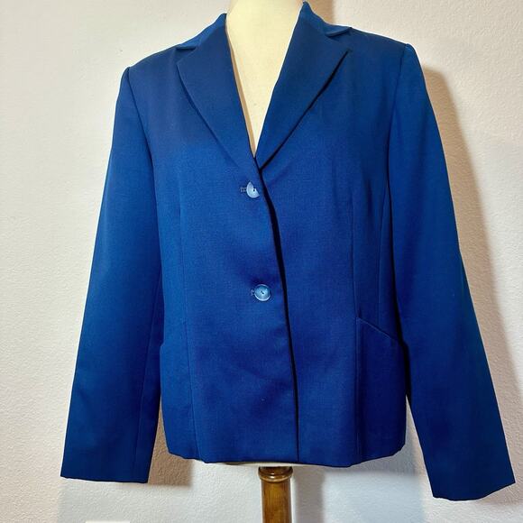 Vintage Pendleton Pants Suit Womens Sz 16 Virgin Wool Teal Blue Career Pleated - Picture 3 of 11